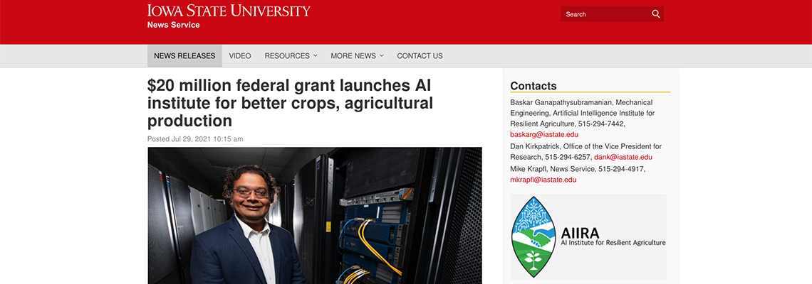 $20 million federal grant launches AI institute for better crops, agricultural production